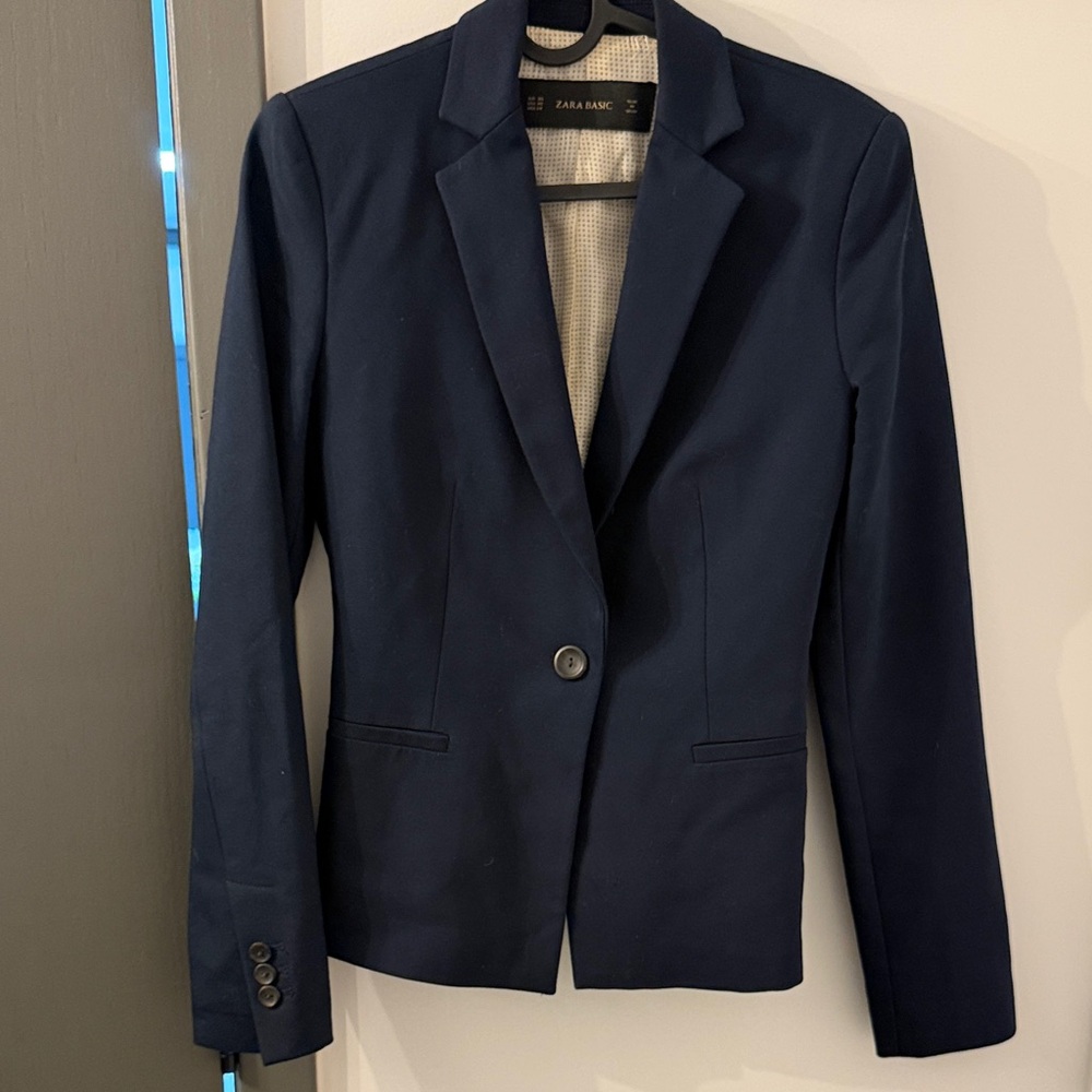 Zara Dark Navy Single-Button Blazer